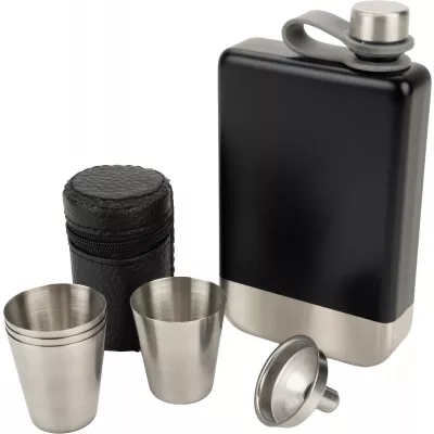 Zestaw piersiówka 266 ml, kieliszki 30 ml i lejek TAHAT Schwarzwolf - czarny (F5001200AJ303)