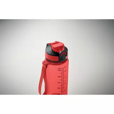 Butelka sportowa motywacyjna z RPET 700 ml ENKEL - Przezroczysty Czerwony (MO2792-25)