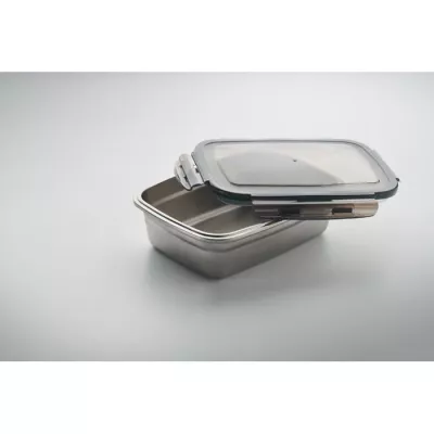 Lunchbox ze stali z recyklingu 850 ml LOX - Przezroczysty Szary (MO2343-27)