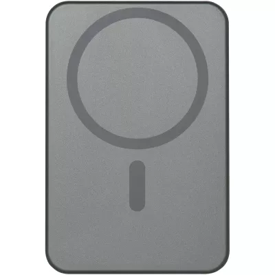 Powerbank Avis 5000 mAh z recyklingowanego aluminium posiadającego certyfikację RCS, z wbudowanym magnesem  - Gun metal (12444382)