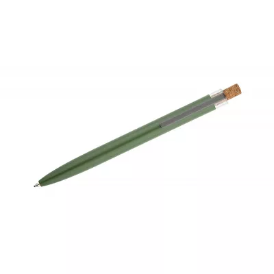 Długopis z recyklingowanego aluminium z korkowym przyciskiem KORIN - zielony butelkowy (19742-18)