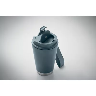 Kubek dwuścienny z PP z paskiem 300 ml TOPIZ - Petrol (MO2596-20)