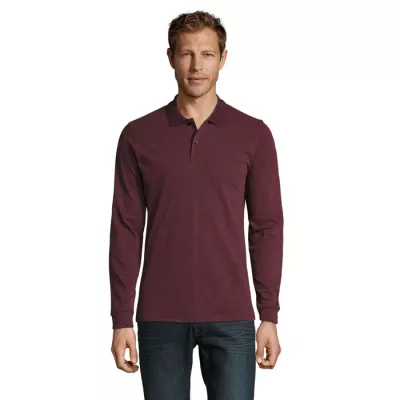 Polo męskie 180 g/m² Sol's PERFECT LSL MEN - Melanż Czerwonobrunatny (S02087-HX)