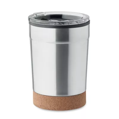 Kubek termiczny 300 ml z korkową podstawką NOMU - Srebrny Mat (MO2187-16)