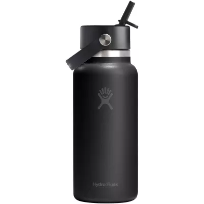 Hydro Flask Wide Mouth 946 ml – termoizolowana butelka na wodę ze stali nierdzewnej, z nakrętką ze słomką - Biały (10099201)