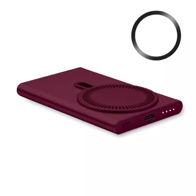 Powerbank magnetyczny 5000 mAh 15W z aluminium PAWTT - Burgund (MO2442-02)