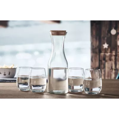 Karafka ze szkła z recyklingu z korkiem 1000 ml PICCA - Przezroczysty (MO6655-22)