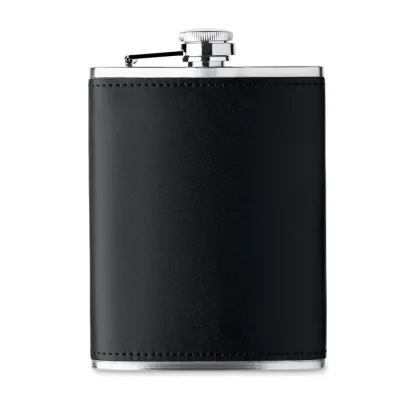 Piersiówka stalowa 200 ml w etui SLIMMY - Czarny (MO2629-03)