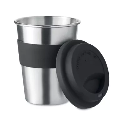 Kubek stalowy jednościenny z pokrywką 350 ml IRMUG - Czarny (MO6257-03)