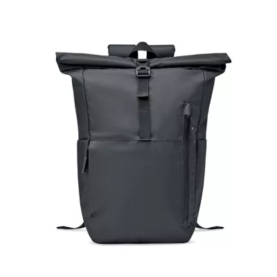 Plecak rolltop na laptop 15" z RPET VALLEY ROLLPACK - Czarny (MO2051-03)
