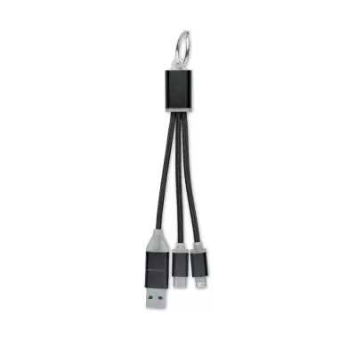 Kabel do ładowania 4 w 1 z brelokiem BLUE - Czarny (MO2141-03)