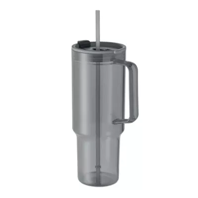 Kubek z RPET ze słomką 1200 ml MUGORA - Przezroczysty Szary (MO2964-27)