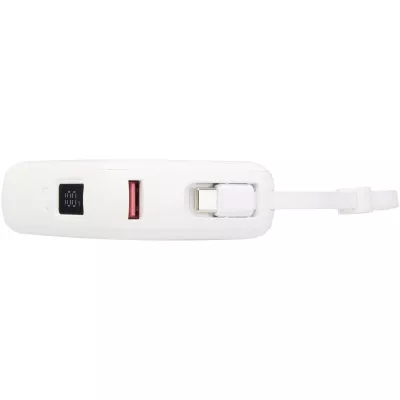 Acrux powerbank do tabletu o pojemności 10 000 mAh i mocy 35 W z wbudowanym kablem typu C - wykonany z tworzyw sztucznych pochodzących z recyklingu. - Biały (12445001)