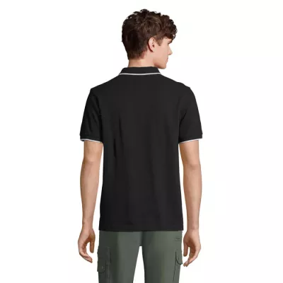 Koszulka polo unisex z prążkiem Sol's PALERMO - Negro/Blanco (S04769-BC)
