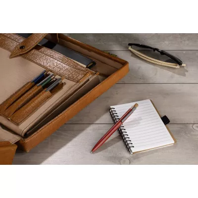 Długopis z recyklingowanego aluminium z korkowym przyciskiem KORIN - czerwony (19742-04)