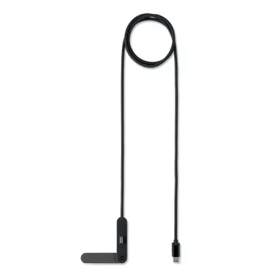 Kabel USB-C 60W z podstawką na telefon NIFTY - Czarny (MO3192-03)