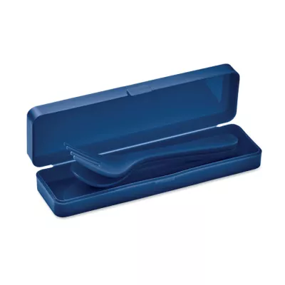 Zestaw 3 sztućców z PP w etui RIGATA - Niebieski (MO6661-04)