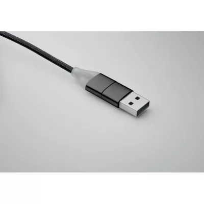 Kabel do ładowania 4 w 1 z brelokiem BLUE - Czarny (MO2141-03)