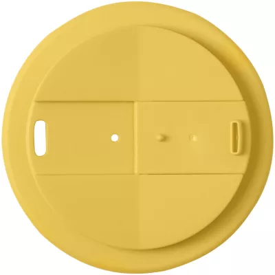 Kubek Americano® Eco z recyklingu o pojemności 350 ml z pokrywą odporną na zalanie - Czarny-Żółty (21042511)