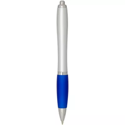 Nash długopis kulkowy z tworzyw sztucznych pochodzących z recyklingu z certyfikatem RCS, ze srebrnym korpusem i kolorowym uch - Błękit królewski (10644953)