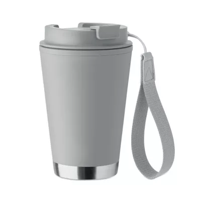 Kubek dwuścienny z PP z paskiem 300 ml TOPIZ - Szary (MO2596-07)