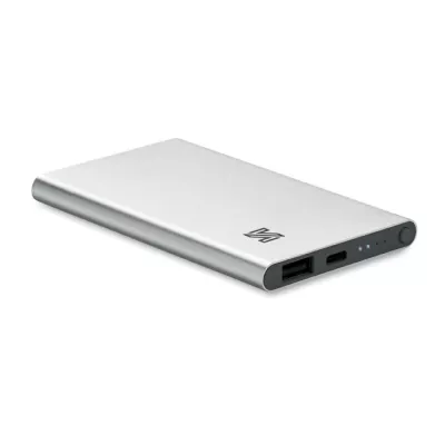 Powerbank płaski 4000 mAh aluminiowy POWERFLAT C - Srebrny Mat (MO6825-16)