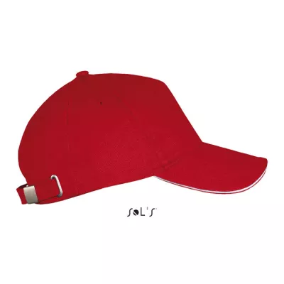 Czapka z daszkiem 5-panelowa 260 g/m² Sol's LONG BEACH - Rojo/Blanco (S00594-RE)