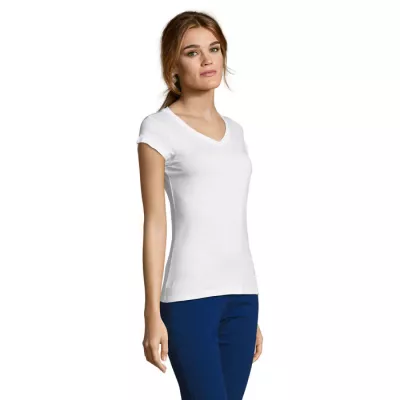 Koszulka damska z dekoltem w serek 150 g/m² Sol's MOON - Bialy (S11388-WH)