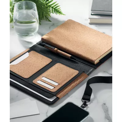 Teczka A5 z korka z notesem 96 kartek w linię ORIGIN - Bezowy (MO2097-13)
