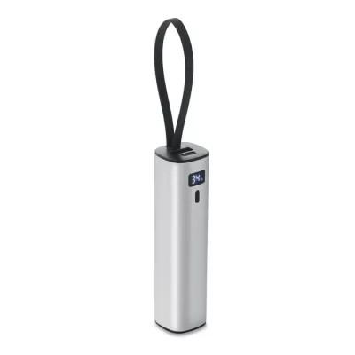 Powerbank aluminiowy 5000 mAh z kablem USB-C POWERTUBE - Srebrny Mat (MO3144-16)
