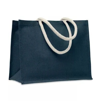 Torba jutowa laminowana z bawełnianymi uchwytami AURA - Niebieski (MO6443-04)