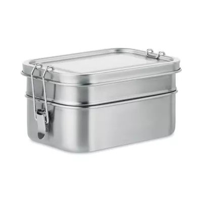 Pudełko na lunch stalowe 2 komory 1200 ml DOUBLE CHAN - Srebrny Mat (MO6212-16)