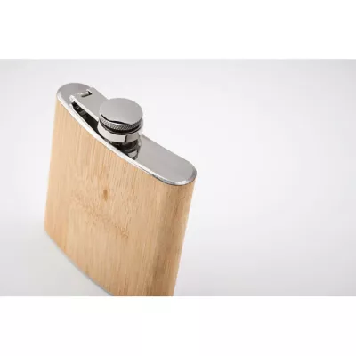 Piersiówka z bambusowym wykończeniem 170 ml HIPHIP - Bezowy (MO6356-13)
