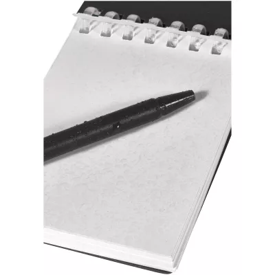 Lig Mini outdoorowy zestaw z notatnikiem w miękkiej okładce z tworzyw sztucznych pochodzących z recyklingu i długopisem (niebieski tusz) - Czarny (10705190)