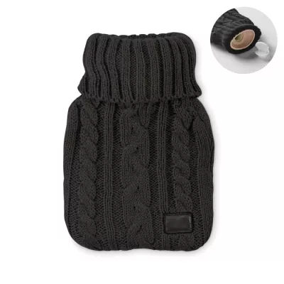 Termofor 400 ml w dzianinowym pokrowcu TOASTY - Czarny (MO2720-03)