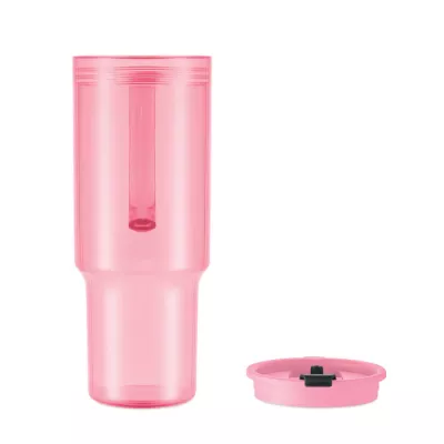 Kubek z RPET ze słomką 1200 ml MUGORA - Przezroczysty Rózowy (MO2964-31)