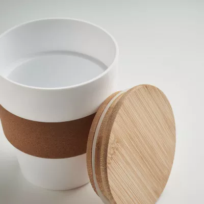 Kubek z PP z korkową opaską 300 ml GALAO - Bialy (MO6981-06)
