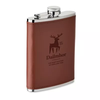 Piersiówka stalowa 200 ml w etui SLIMMY - Brazowy (MO2629-01)