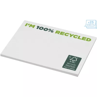 Karteczki samoprzylepne z recyklingu o wymiarach 100 x 75 mm Sticky-Mate® - Biały (21287-WHITE)