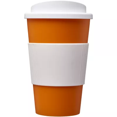 Kubek termiczny z serii Americano® o pojemności 350 ml z uchwytem - Biały-Pomarańczowy (21000223)