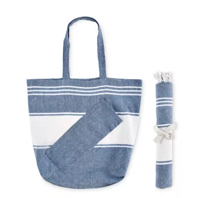 Torba plażowa z ręcznikiem hammam 180 g/m² HUMMUM - Niebieski (MO2954-04)