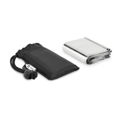 Koc ratunkowy 130x210 cm w etui RPET HELP - Czarny (MO6726-03)
