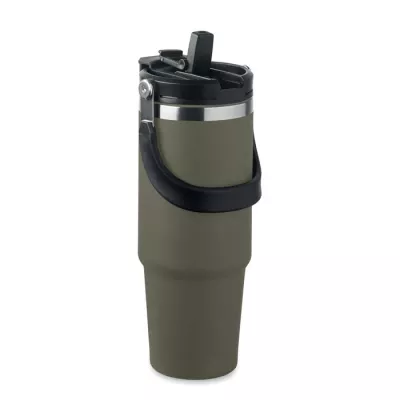 Kubek termiczny ze słomką ze stali 850 ml SUMA HAND - Ciemnozielony (MO2561-60)