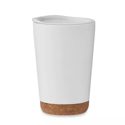 Kubek dwuścienny z korkową podstawą 300 ml CO - Bialy (MO2446-06)