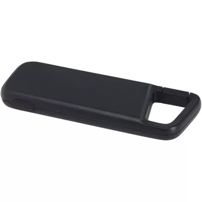 Alkes wodoodporny powerbank z karabińczykiem o pojemności 5000 mAh i mocy 12 W, wykonany z tworzyw sztucznych pochodzących z recyklingu - Czarny (12447090)