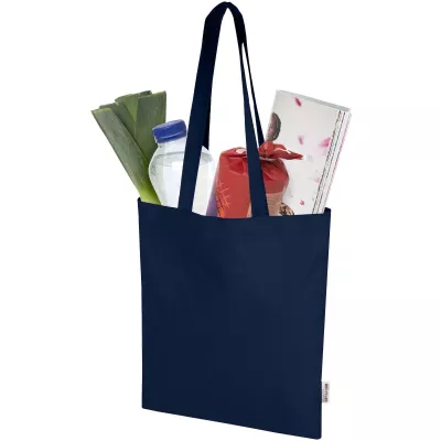 Madras Blend torba na zakupy z bawełny z recyklingu z certyfikatem GRS o gramaturze 140 g/m² i pojemności 7l - Granatowy (12076055)