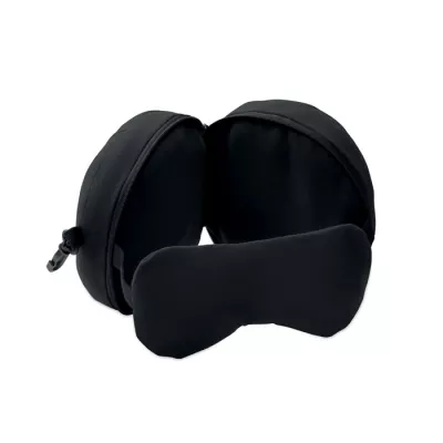 Poduszka podróżna 2 w 1 z maską na oczy SOFT NUIT - Czarny (MO2907-03)