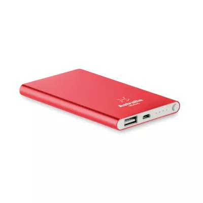 Powerbank płaski aluminiowy 4000 mAh POWERFLAT - Czerwony (MO8735-05)