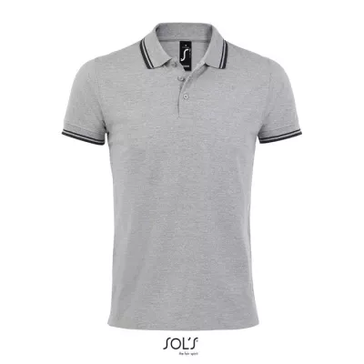 Koszulka polo męska bawełniana 200 g/m² Sol's PASADENA - Grey Melange/ French Navy (S00577-GF)