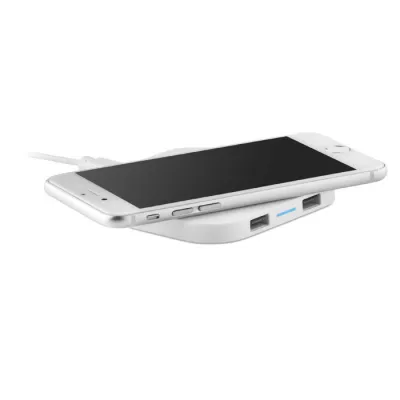 Ładowarka bezprzewodowa 15W z portami USB UNIPAD - Bialy (MO9309-06)
